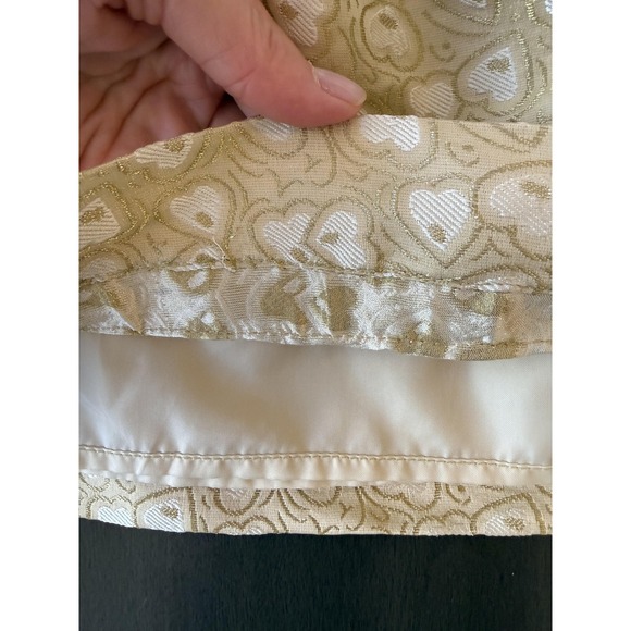 Juicy Couture Skirt Girls 7 Gold Metallic Heart Jacquard A-Line Side Buttons - Picture 9 of 11